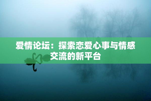 爱情论坛：探索恋爱心事与情感交流的新平台