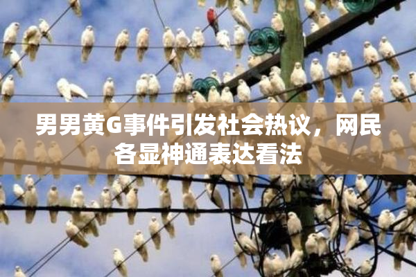 男男黄G事件引发社会热议，网民各显神通表达看法