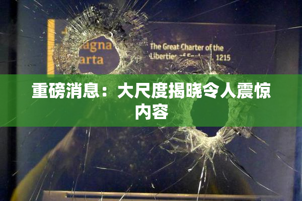 重磅消息：大尺度揭晓令人震惊内容