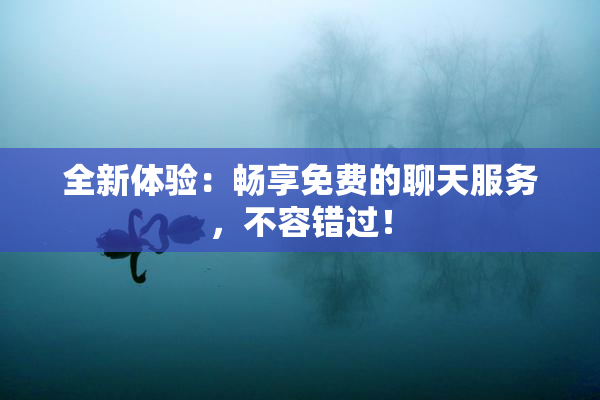 全新体验：畅享免费的聊天服务，不容错过！
