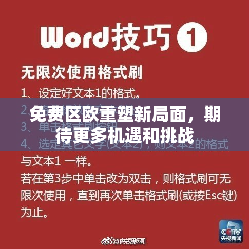 免费区欧重塑新局面，期待更多机遇和挑战