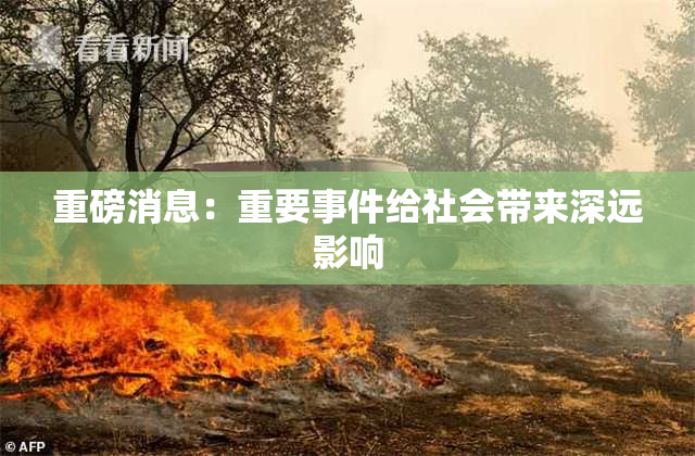 重磅消息：重要事件给社会带来深远影响