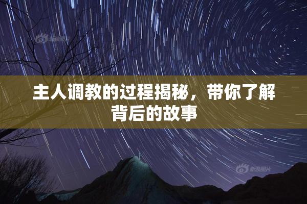 主人调教的过程揭秘，带你了解背后的故事