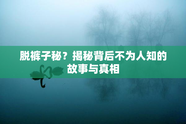 脱裤子秘？揭秘背后不为人知的故事与真相