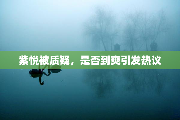 紫悦被质疑，是否到爽引发热议